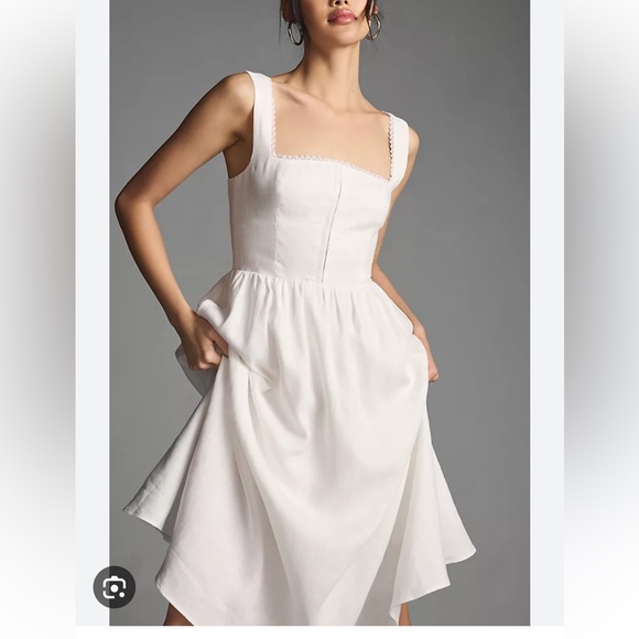 Reformation tagliatelle white linen dress 10 - Picture 2 of 5